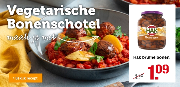 Vegetarische Bonenschotel maak je met Hak bruine bonen van 1.62 voor 1.09 | Bekijk recept