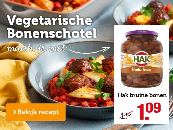 Vegetarische Bonenschotel maak je met Hak bruine bonen van 1.62 voor 1.09 | Bekijk recept