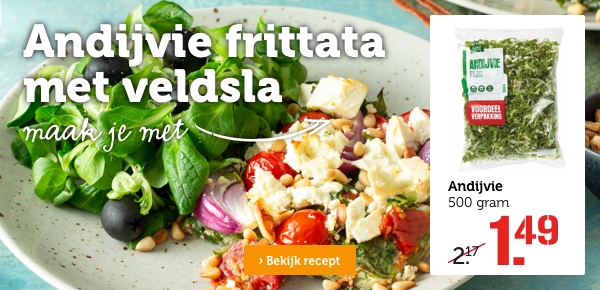 Andijvie frittata met veldsla