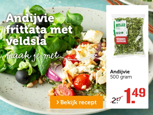 Andijvie frittata met veldsla