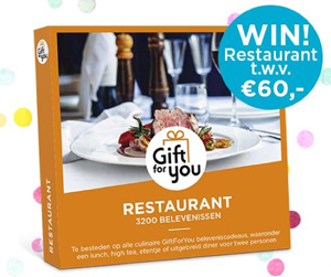 Maak kans op een GiftForYou Restaurant t.w.v. €60,-