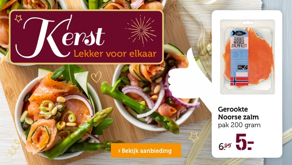 Kerst | Lekker voor elkaar | Gerookte Noorse zalm | pak 200 gram | Van 6.99 voor 5.-