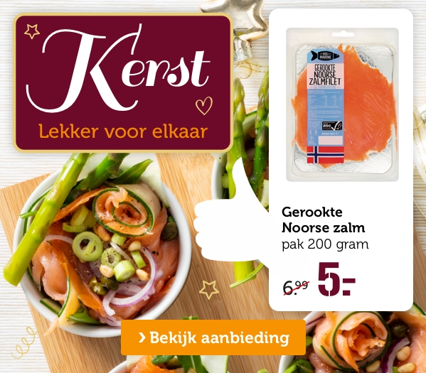 Kerst | Lekker voor elkaar | Gerookte Noorse zalm | pak 200 gram | Van 6.99 voor 5.-