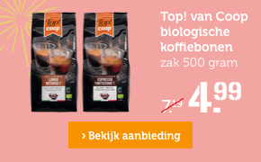 Top! van Coop biologische koffiebonen | zak 500 gram | Van 7.19 voor 4.99 | Bekijk aanbieding