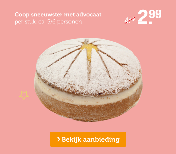 Coop sneeuwster met advocaat | per stuk, ca 5/6 personen | Van 4.49 voor 2.99 | Bekijk aanbieding