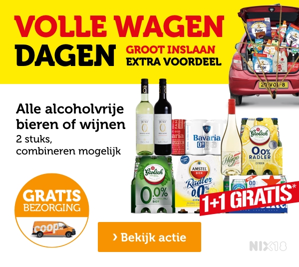 VOLLE WAGEN DAGEN | GROOT INSLAAN EXTRA VOORDEEL | Alle alcoholvrije bieren of wijnen: 1+1 GRATIS* | Bekijk actie