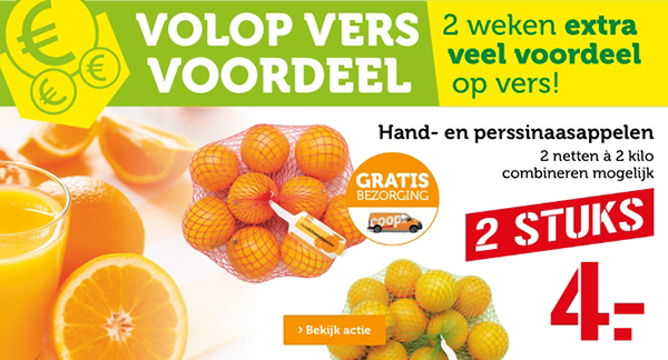 VOLOP VERS VOORDEEL | 2 weken extra veel voordeel op vers! | Hand- en perssinaasappelen | 2 STUKS 4.- | Bekijk actie