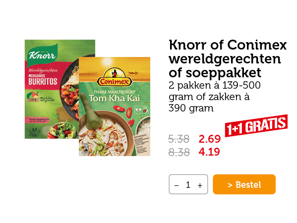 Knorr of Conimex wereldgerechten of soeppakket