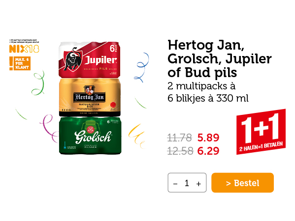 Hertog Jan, Grolsch, Jupiler of Bud pils