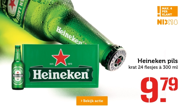 Heineken pils | krat 24 flesjes à 300 ml | 9.79 | Bekijk actie