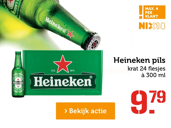 Heineken pils | krat 24 flesjes à 300 ml | 9.79 | Bekijk actie