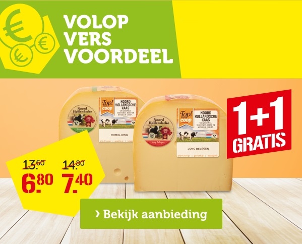 VOLOP VERS VOORDEEL | Noord-Hollandsche 48+ kaas stuk: 1+1 GRATIS | Bekijk aanbieding