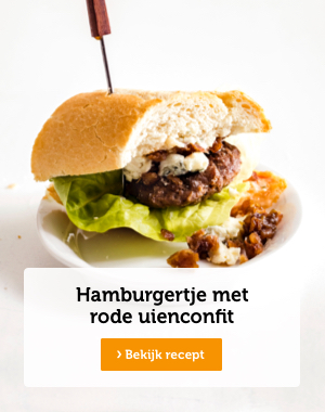 Hamburgertje met rode uienconfit | Bekijk recept