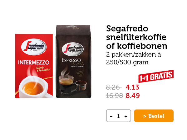 Segafredo snelfilterkoffie of koffiebonen