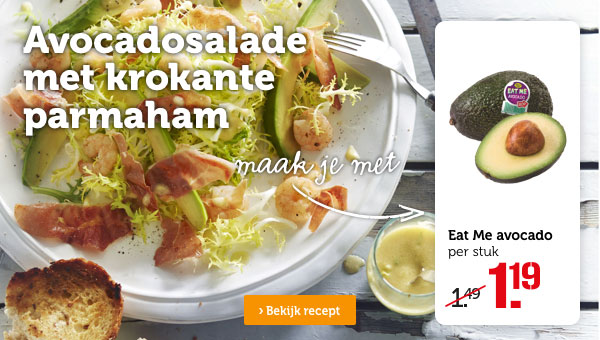 Avocadosalade met krokante parmaham | Bekijk recept