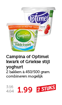 Campina of Optimel kwark of Griekse stijl yoghurt