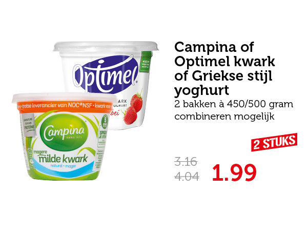 Campina of Optimel kwark of Griekse stijl yoghurt