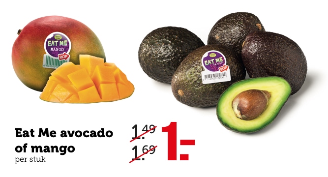 Eat Me avocado of mango van 1.49/1.69 voor 1.-