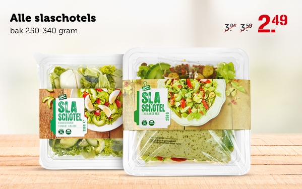 Alle slaschotels | bak 250-340 gram | Van 3.04/3.59 voor 2.49