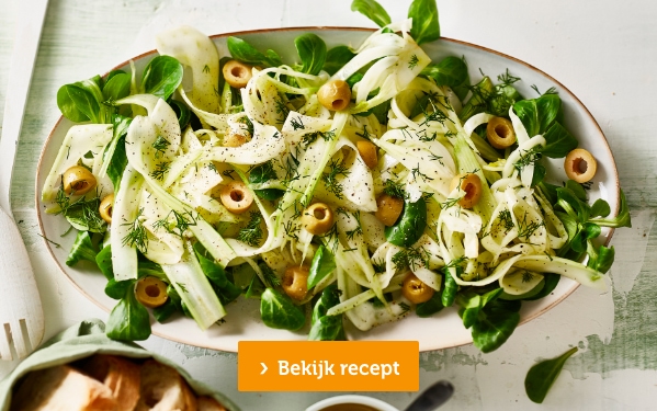 Venkelsalade met groene olijven | Bekijk recept