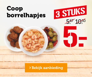 Coop borrelhapjes | 3 STUKS | Van 5.67/10.50 voor 5.- | Bekijk aanbieding