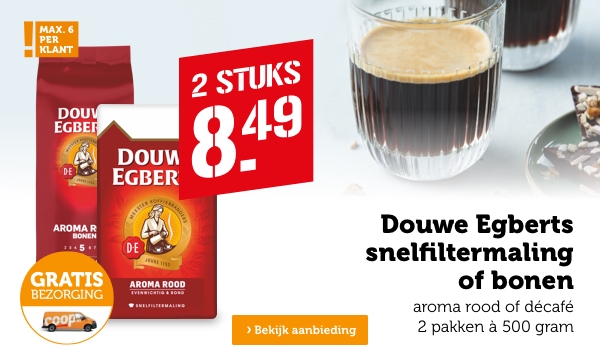 Douwe Egberts snelfiltermaling of bonen | 2 STUKS 8.49 | Bekijk aanbieding