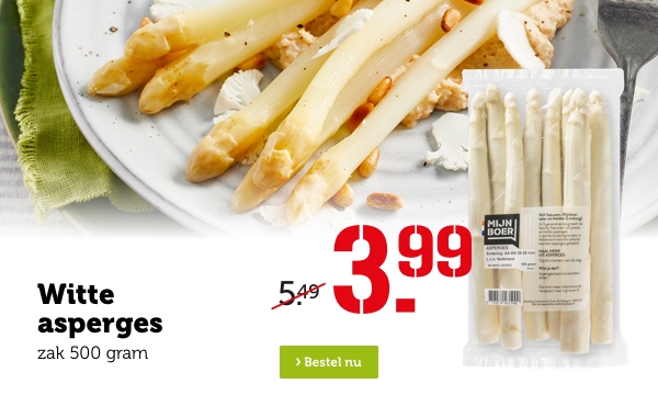 Witte asperges | zak 500 gram | Van 5.49 voor 3.99 | Bestel nu