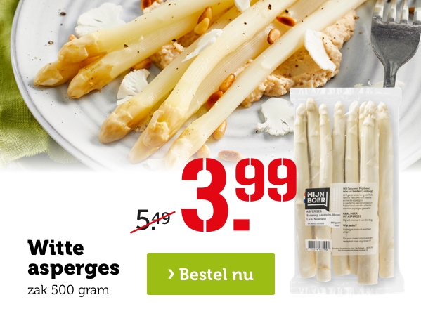 Witte asperges | zak 500 gram | Van 5.49 voor 3.99 | Bestel nu