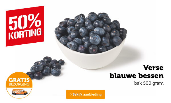 Verse blauwe bessen | bak 500 gram | 50% KORTING | Bekijk aanbieding