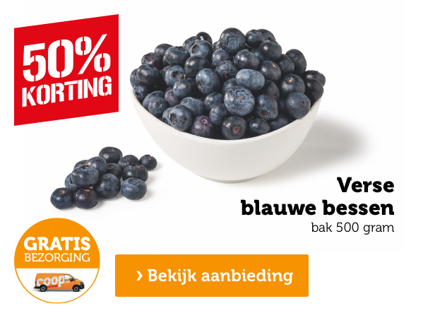 Verse blauwe bessen | bak 500 gram | 50% KORTING | Bekijk aanbieding