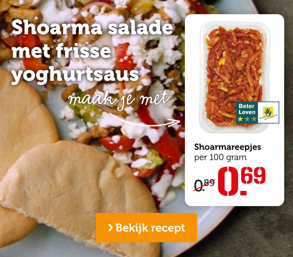 Shoarma salade met frisse yoghurtsaus | Bekijk recept