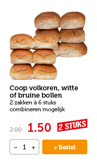 Coop volkoren, witte of bruine bollen