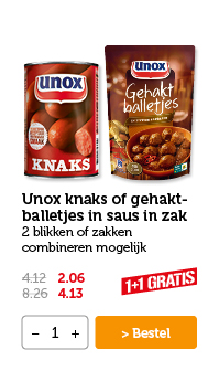 Unox knaks of gehaktballetjes in saus in zak