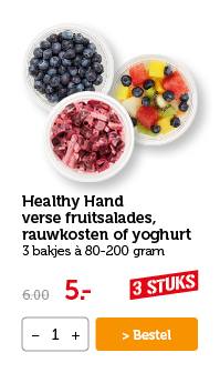 Healthy Hand verse fruitsalades, rauwkosten of yoghurt