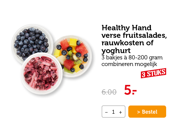 Healthy Hand verse fruitsalades, rauwkosten of yoghurt