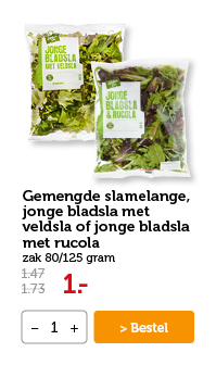 Gemengde slamelange, jonge bladsla met veldsla of jonge bladsla met rucola