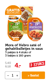 Mora of Hebro saté of gehaktballetjes in saus