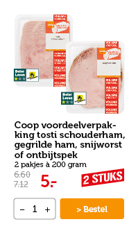 Coop Voordeelverpakking tosti schouderham, gegrilde ham, snijworst of ontbijtspek