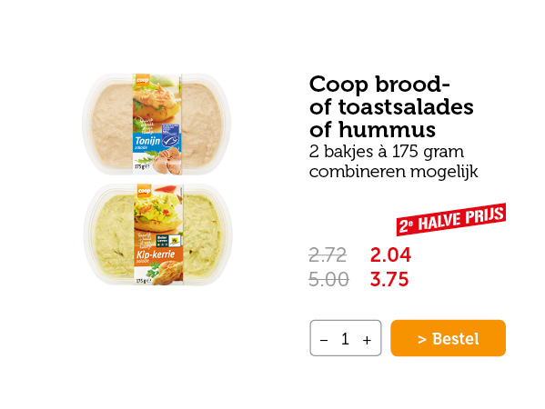 Coop brood- of toastsalades of hummus