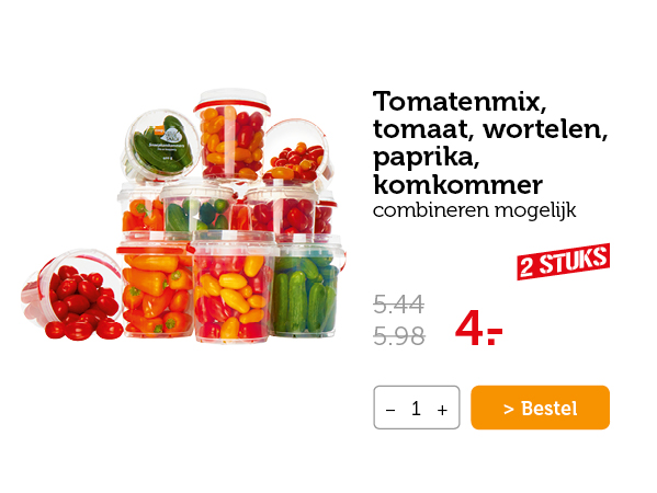 Tomatenmix, tomaat, wortelen, paprika, komkommer