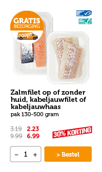 Zalmfilet op of zonder huid, kabeljauwfilet of kabeljauwhaas