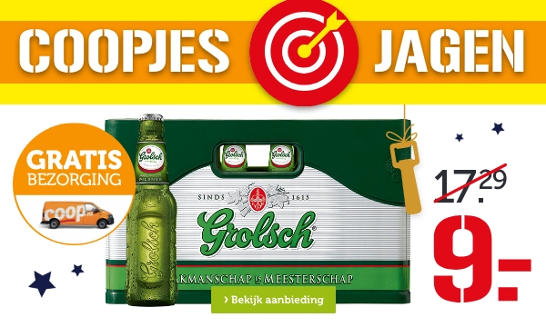 COOPJES JAGEN | Grolsch pils | krat | Van 17.29 voor: 9.-