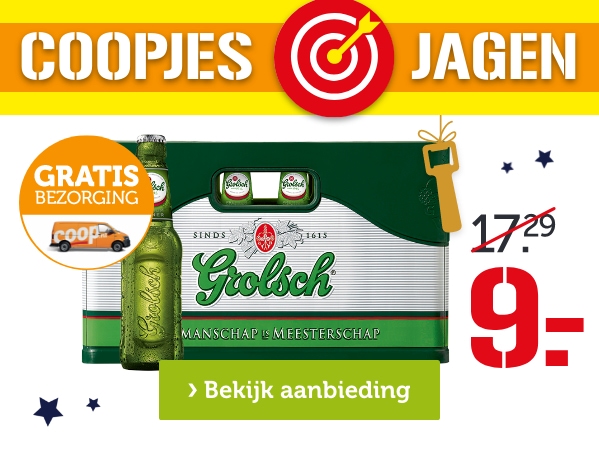 COOPJES JAGEN | Grolsch pils | krat | Van 17.29 voor: 9.-