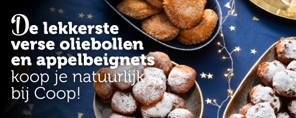 De lekkerste versie oliebollen en appelbeignets koop je natuurlijk bij Coop!