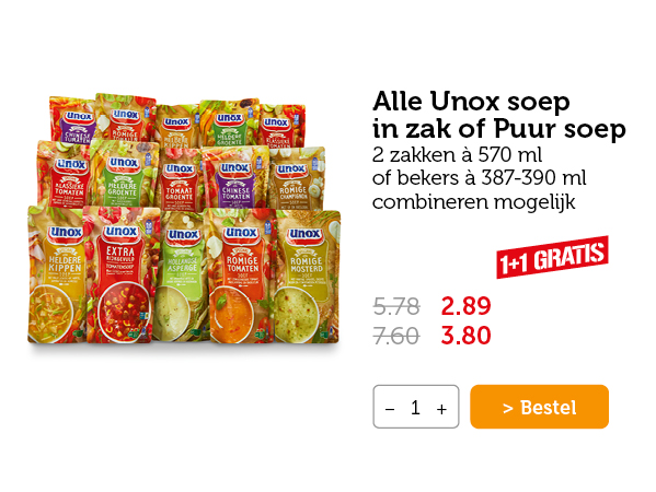 Alle Unox soep in zak of Puur soep