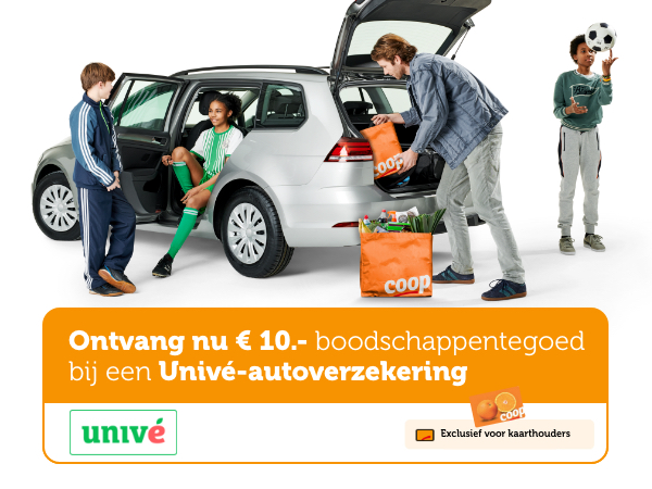 Ontvang nu € 10.- boodschappentegoed bij een Univé-autoverzekering