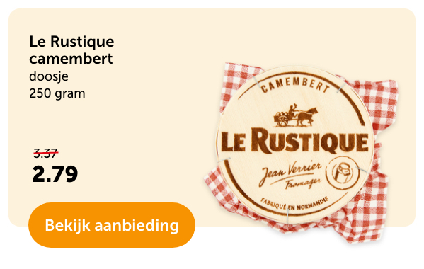 Le Rustique camembert | doosje 250 gram | Van 3.37 voor 2.79 | Bekijk aanbieding