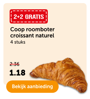 Coop roomboter croissant naturel | 4 stuks | Van 2.36 voor 1.18 | Bekijk aanbieding
