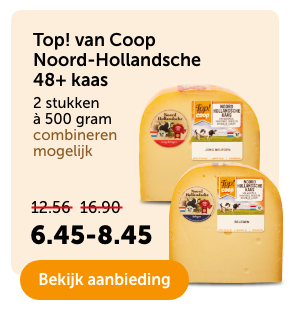 Top! van Coop Noord-Hollandsche 48+ kaas | 2 stukken à 500 gram | combineren mogelijk | Van 12.56/16.90 voor 6.45/8.45 | Bekijk aanbieding