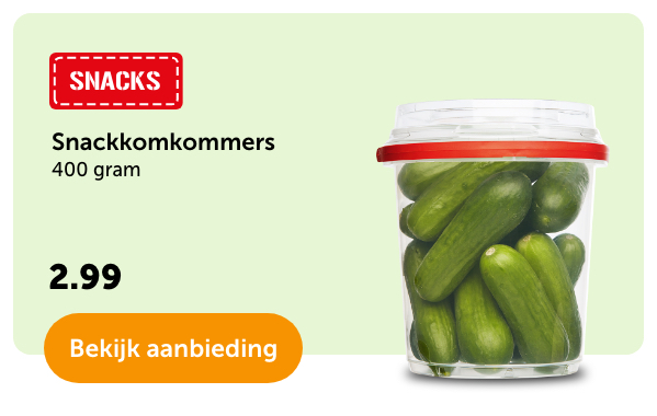Snackkomkommers | 400 gram | 2.99 | Bekijk aanbieding